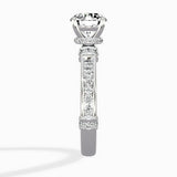 Detailed Band Hidden Halo Solitaire Ring Engagement Ring - The Better Diamonds