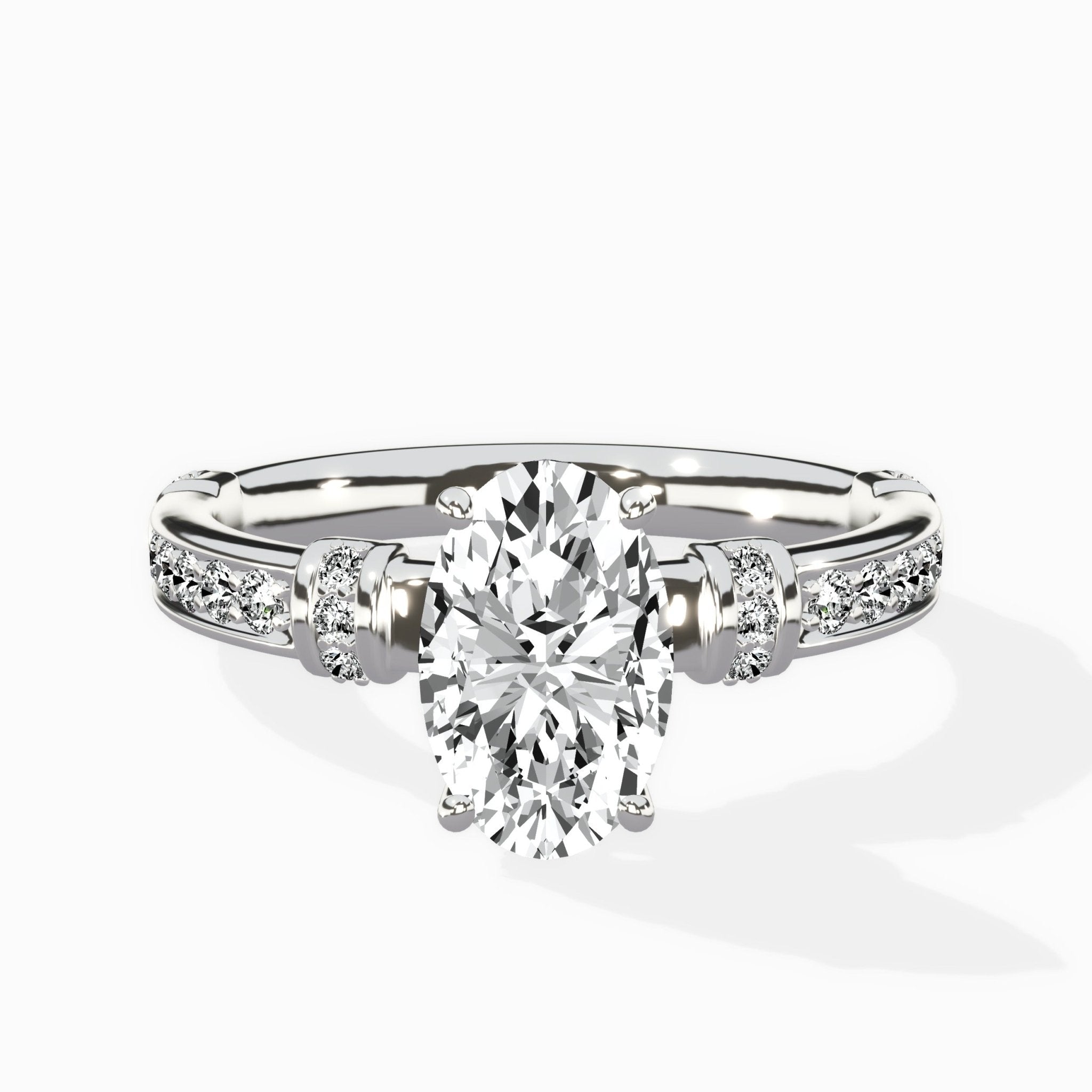 Detailed Band Hidden Halo Solitaire Ring Engagement Ring - The Better Diamonds