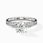 Detailed Band Hidden Halo Solitaire Ring Engagement Ring - The Better Diamonds