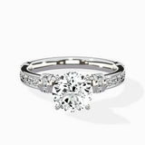 Detailed Band Hidden Halo Solitaire Ring Engagement Ring - The Better Diamonds