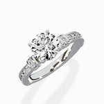 Detailed Band Hidden Halo Solitaire Ring Engagement Ring - The Better Diamonds