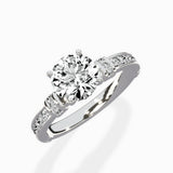 Detailed Band Hidden Halo Solitaire Ring Engagement Ring - The Better Diamonds