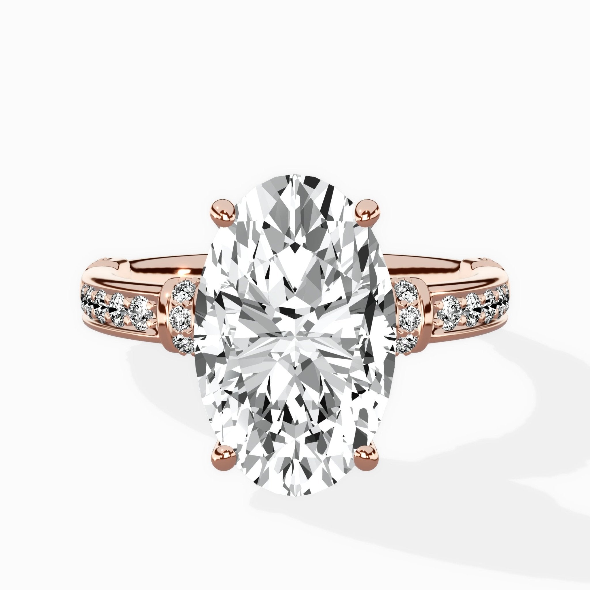 Detailed Band Hidden Halo Solitaire Ring Engagement Ring - The Better Diamonds
