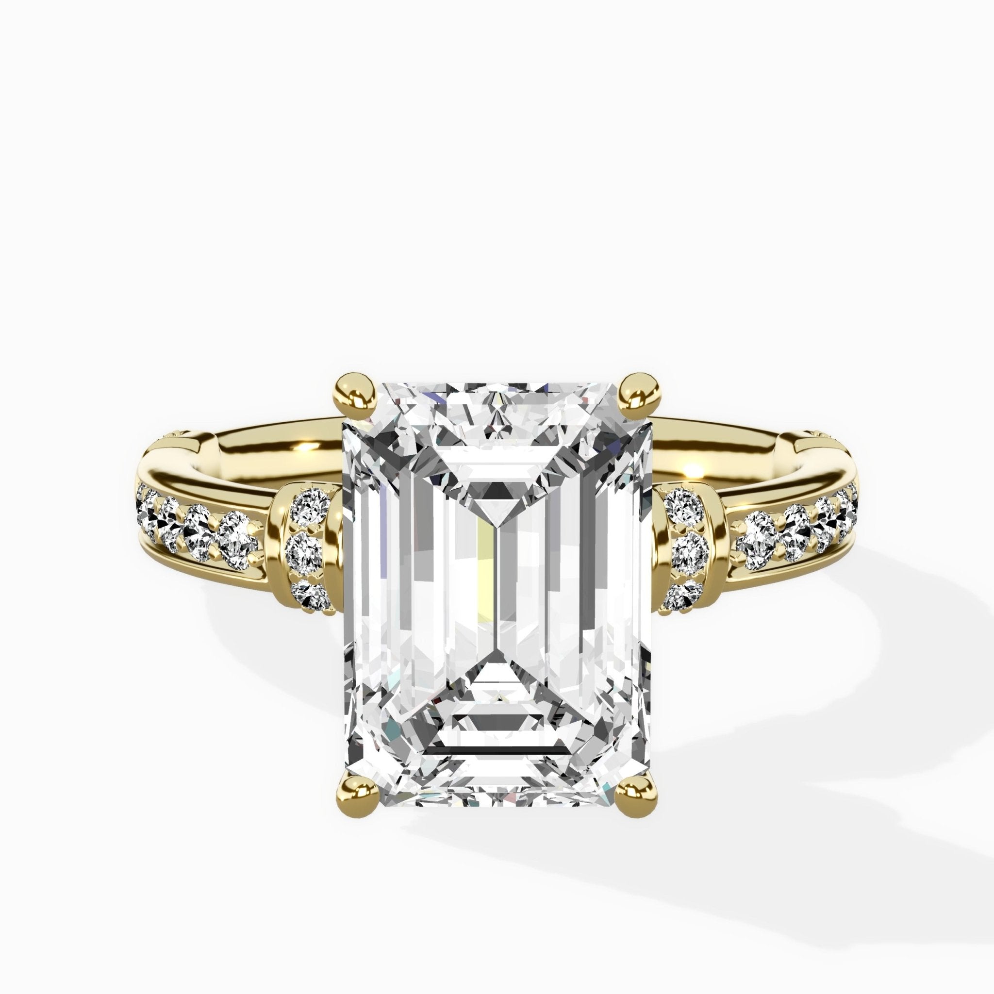 Detailed Band Hidden Halo Solitaire Ring Engagement Ring - The Better Diamonds