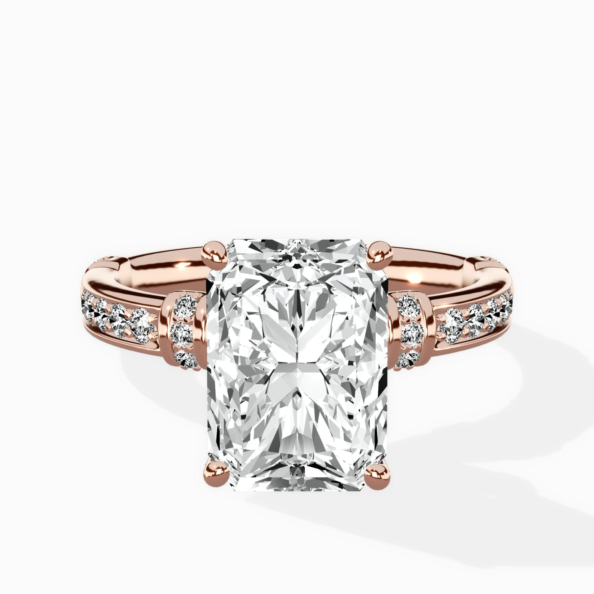 Detailed Band Hidden Halo Solitaire Ring Engagement Ring - The Better Diamonds