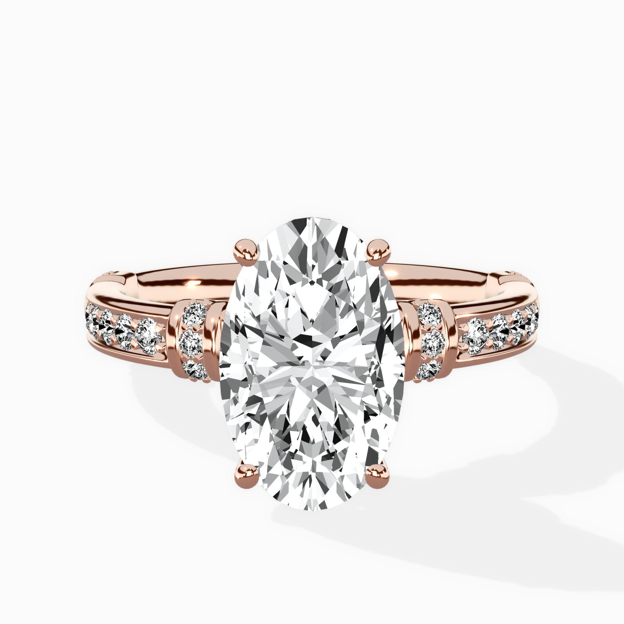 Detailed Band Hidden Halo Solitaire Ring Engagement Ring - The Better Diamonds
