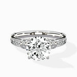 Detailed Band Hidden Halo Solitaire Ring Engagement Ring - The Better Diamonds