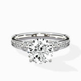 Detailed Band Hidden Halo Solitaire Ring Engagement Ring - The Better Diamonds