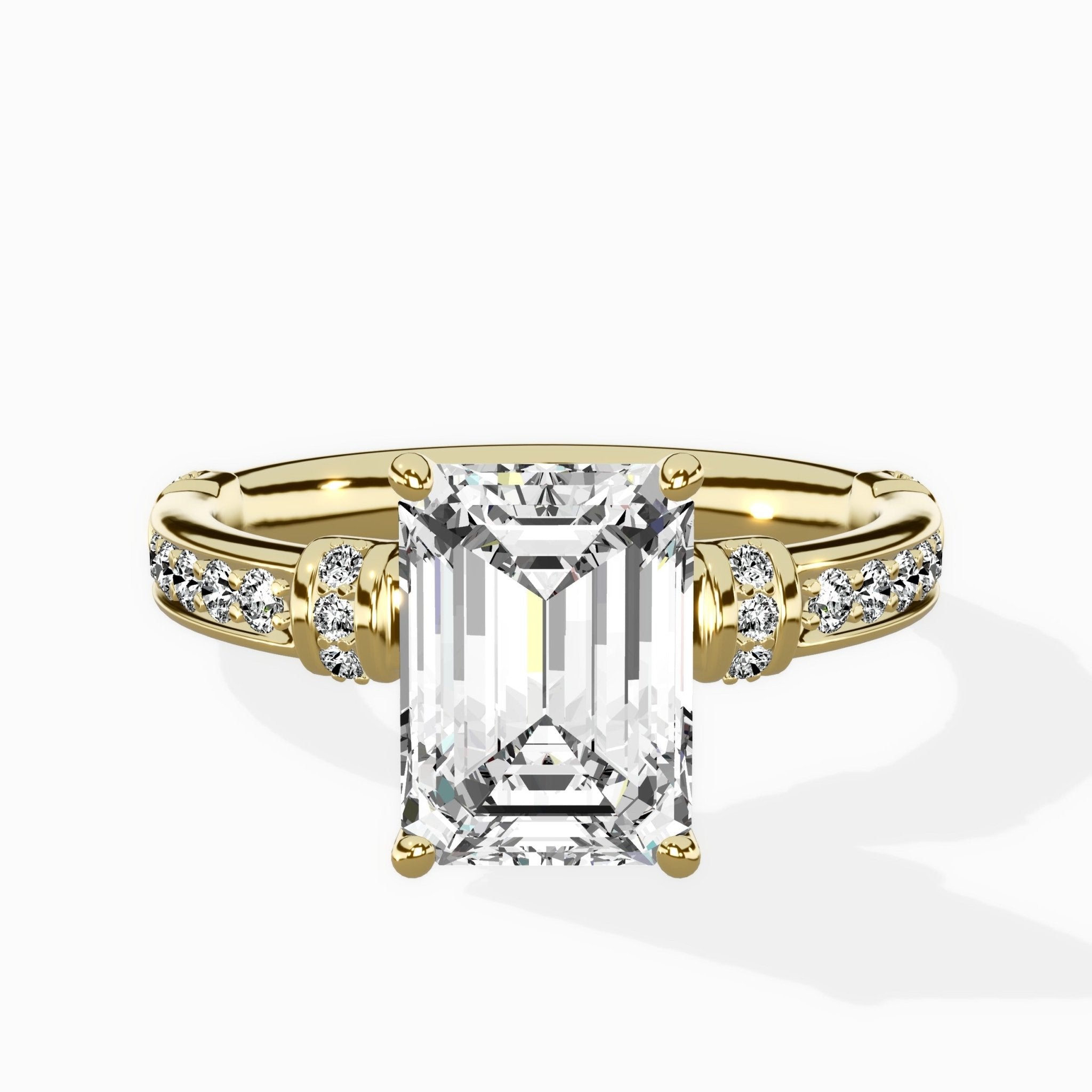 Detailed Band Hidden Halo Solitaire Ring Engagement Ring - The Better Diamonds