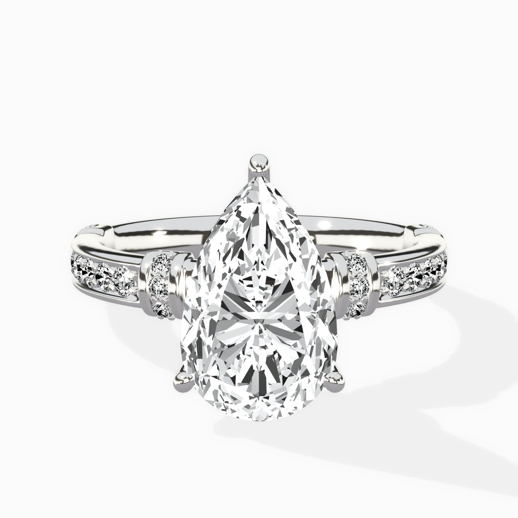 Detailed Band Hidden Halo Solitaire Ring Engagement Ring - The Better Diamonds