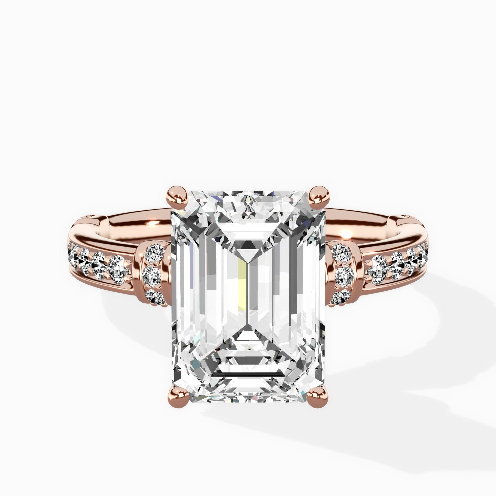 Detailed Band Hidden Halo Solitaire Ring Engagement Ring - The Better Diamonds