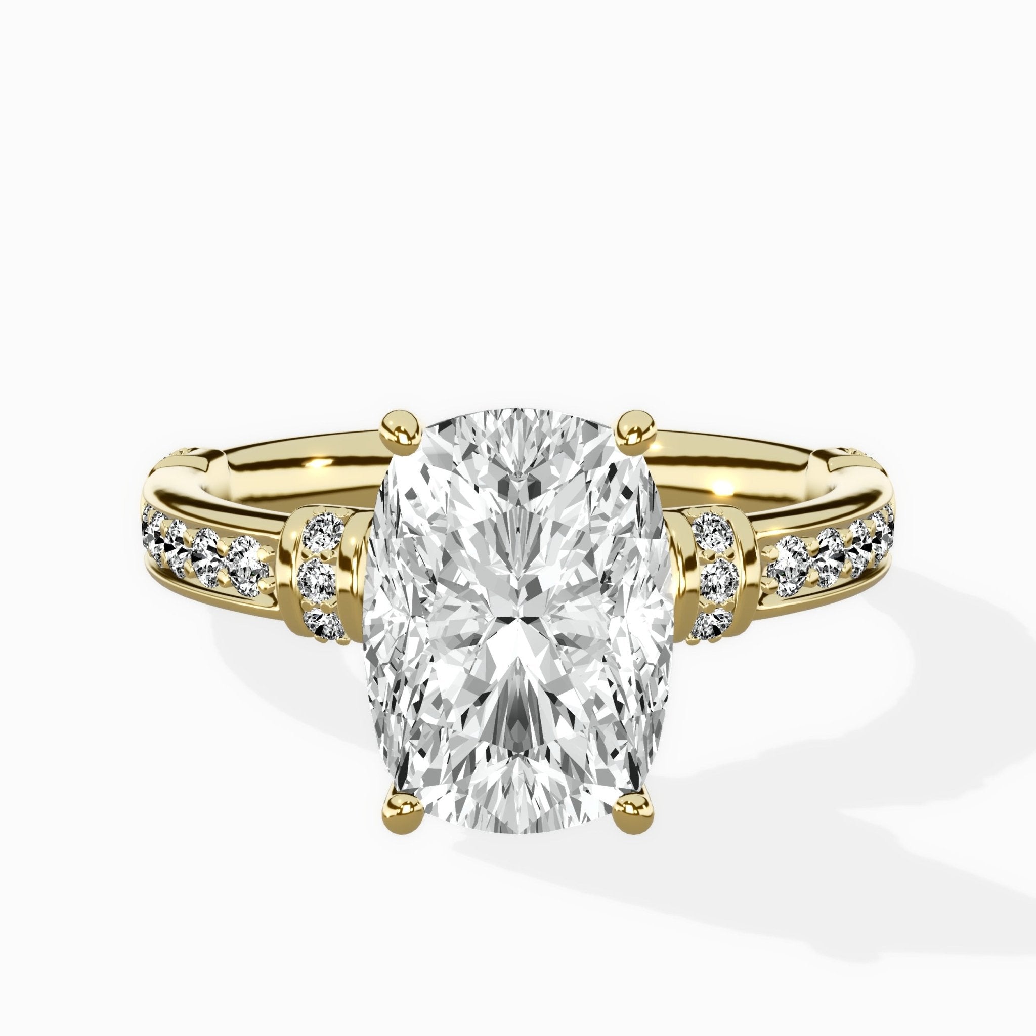 Detailed Band Hidden Halo Solitaire Ring Engagement Ring - The Better Diamonds