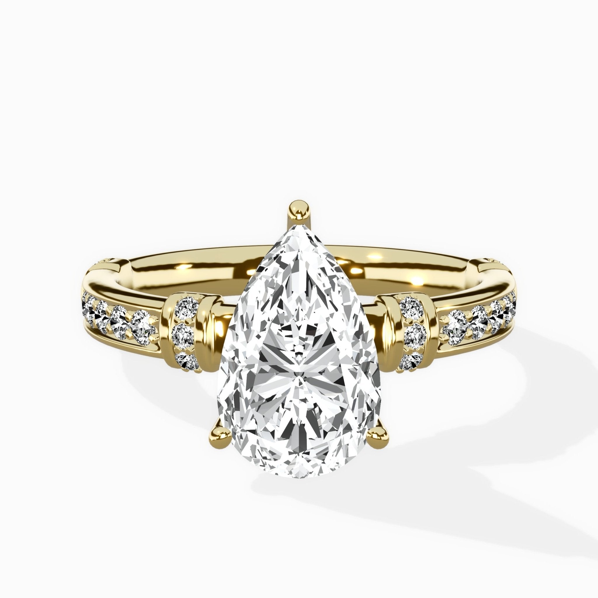 Detailed Band Hidden Halo Solitaire Ring Engagement Ring - The Better Diamonds