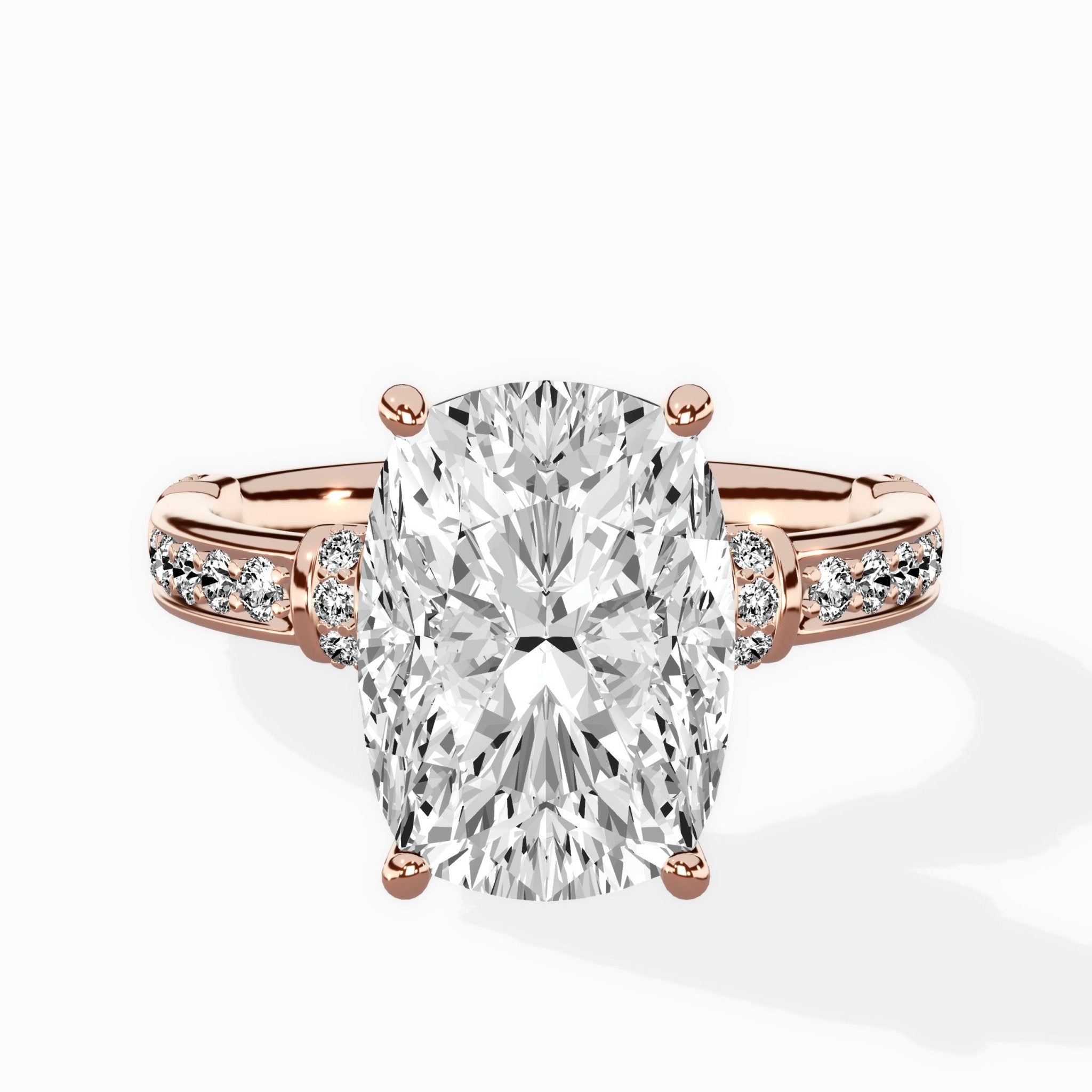Detailed Band Hidden Halo Solitaire Ring Engagement Ring - The Better Diamonds