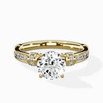 Detailed Band Hidden Halo Solitaire Ring Engagement Ring - The Better Diamonds