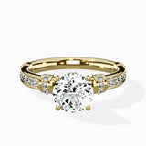 Detailed Band Hidden Halo Solitaire Ring Engagement Ring - The Better Diamonds