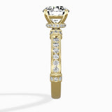 Detailed Band Hidden Halo Solitaire Ring Engagement Ring - The Better Diamonds