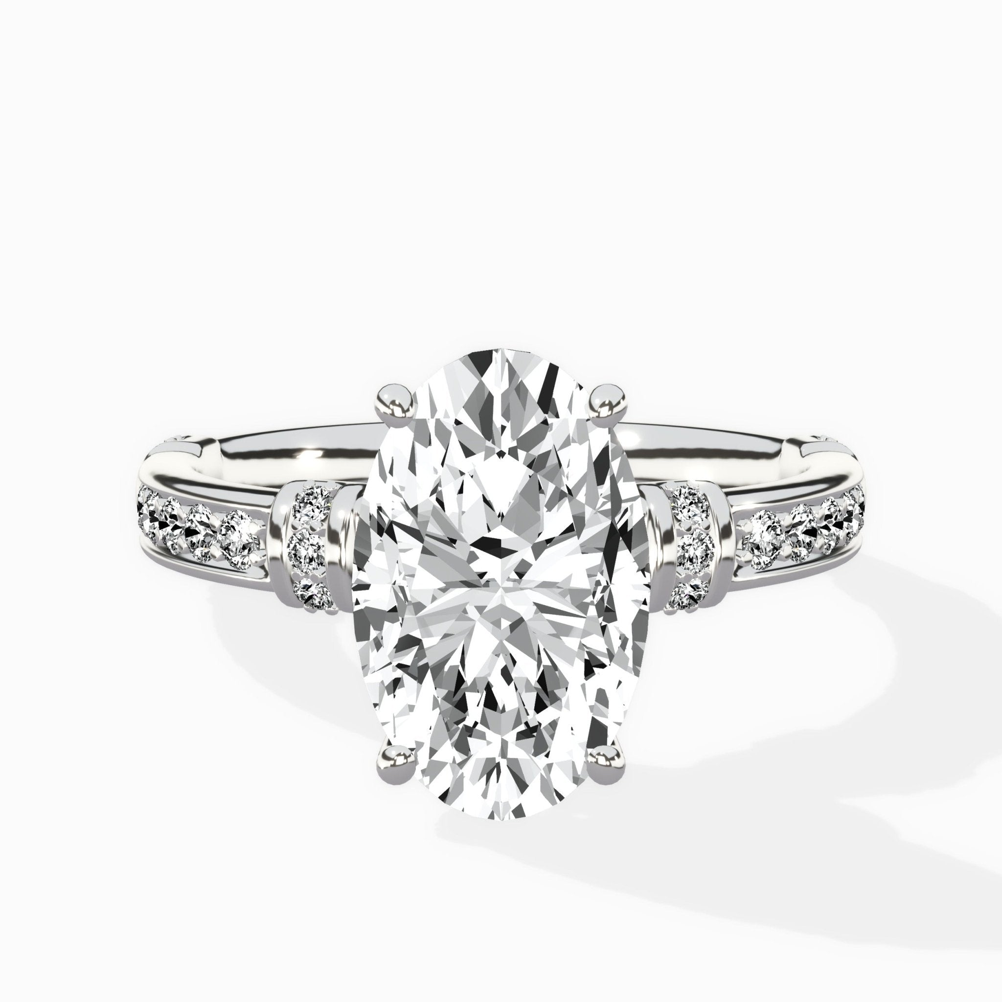 Detailed Band Hidden Halo Solitaire Ring Engagement Ring - The Better Diamonds