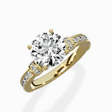 Detailed Band Hidden Halo Solitaire Ring Engagement Ring - The Better Diamonds