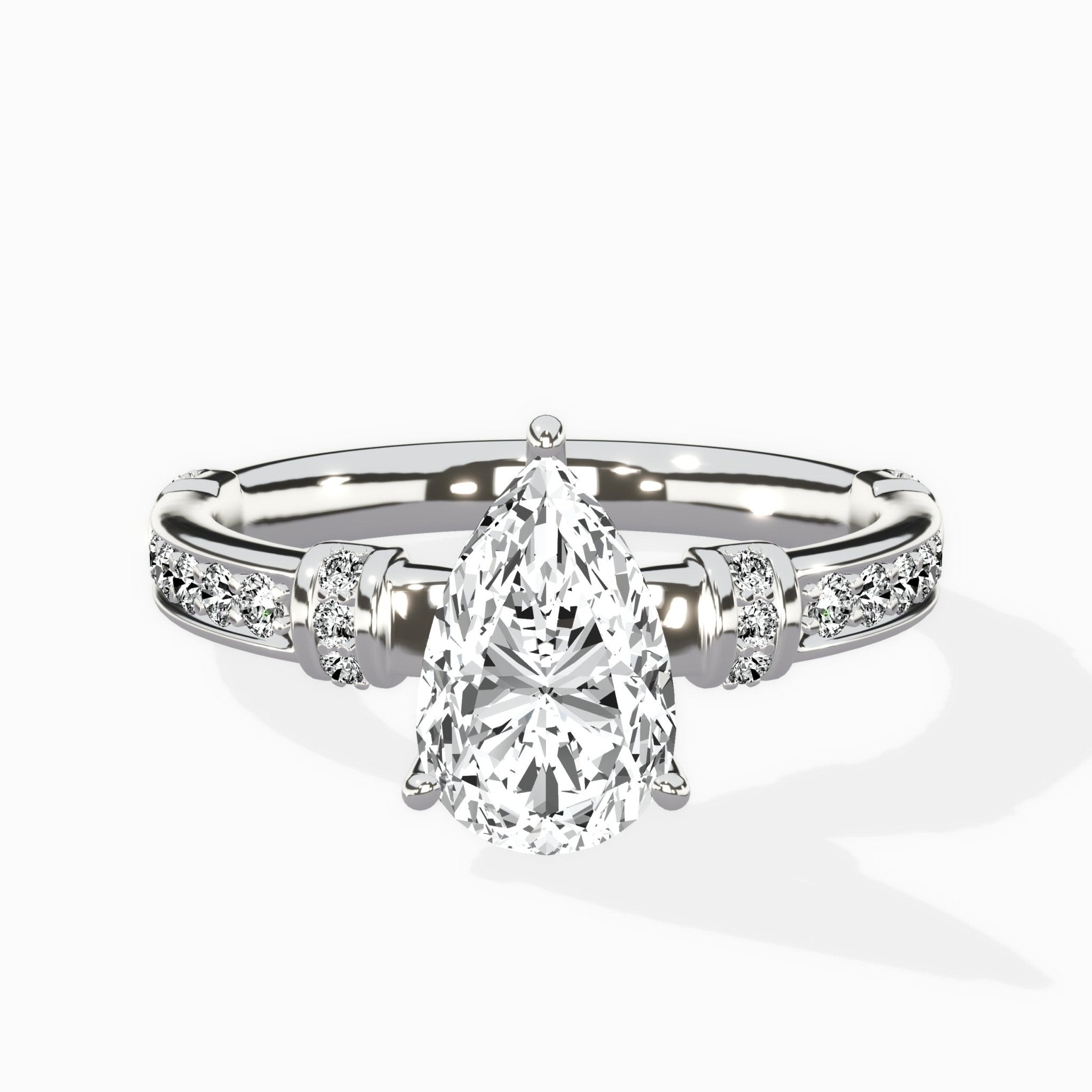 Detailed Band Hidden Halo Solitaire Ring Engagement Ring - The Better Diamonds