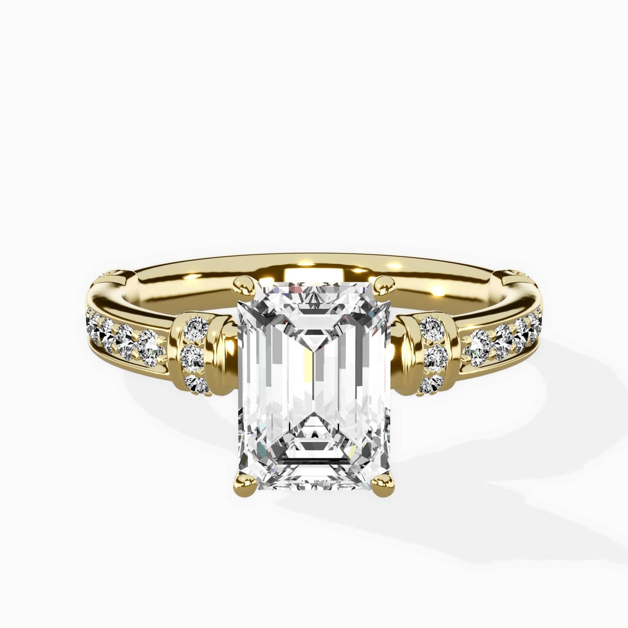 Detailed Band Hidden Halo Solitaire Ring Engagement Ring - The Better Diamonds