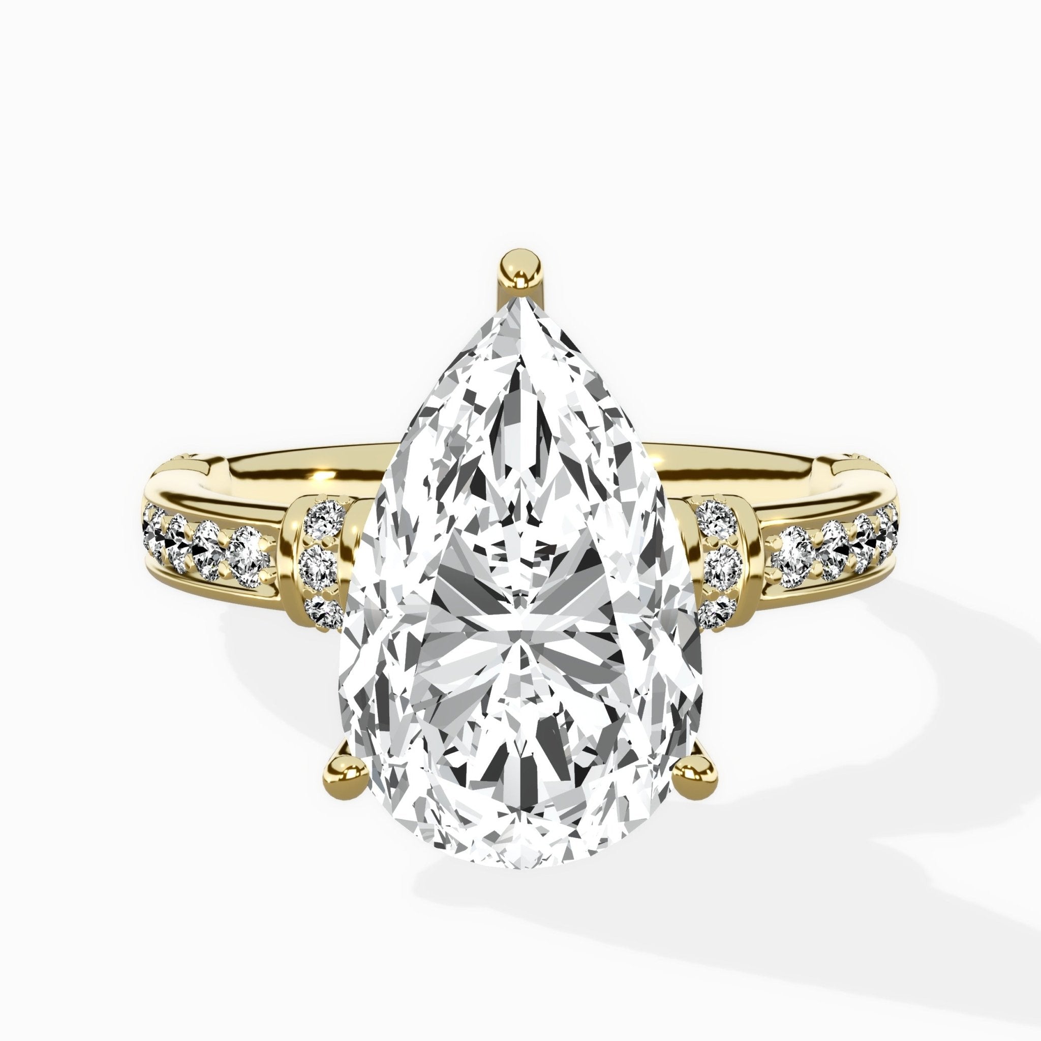 Detailed Band Hidden Halo Solitaire Ring Engagement Ring - The Better Diamonds