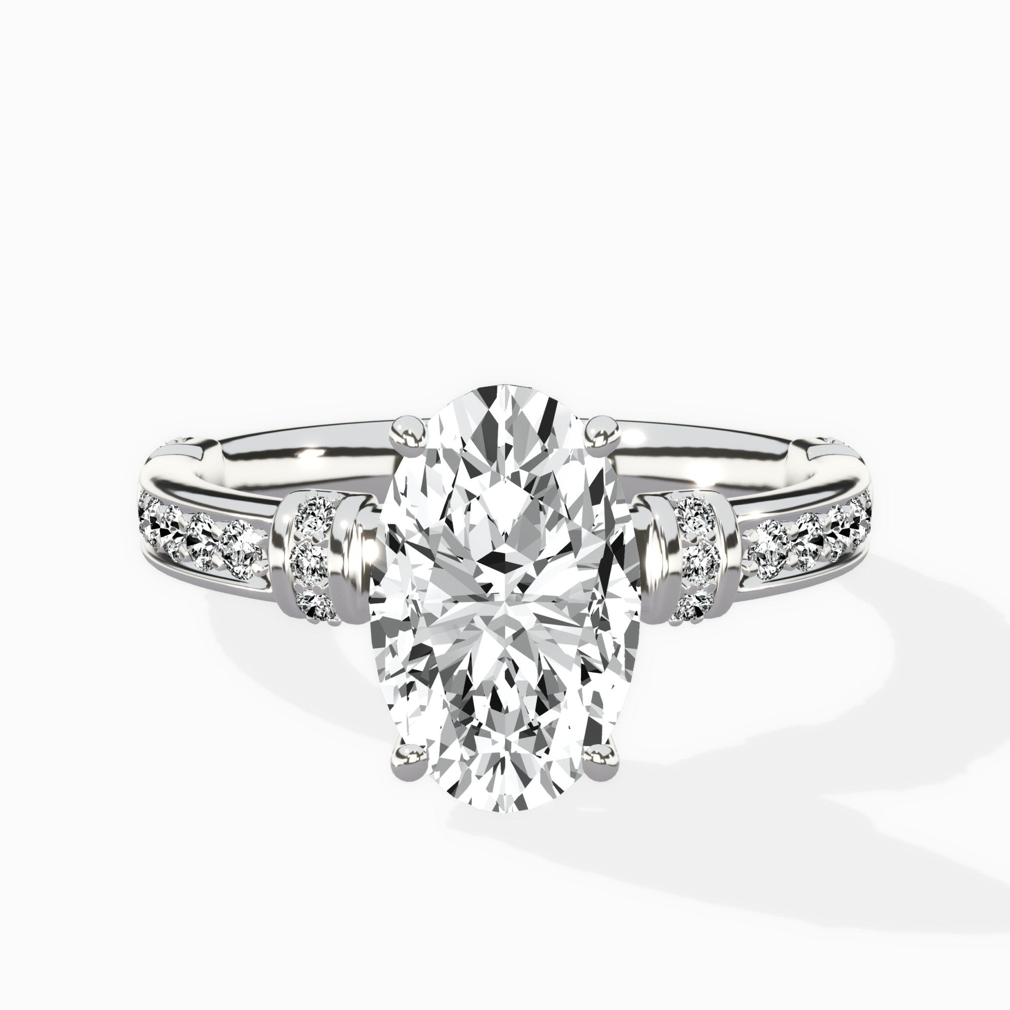 Detailed Band Hidden Halo Solitaire Ring Engagement Ring - The Better Diamonds