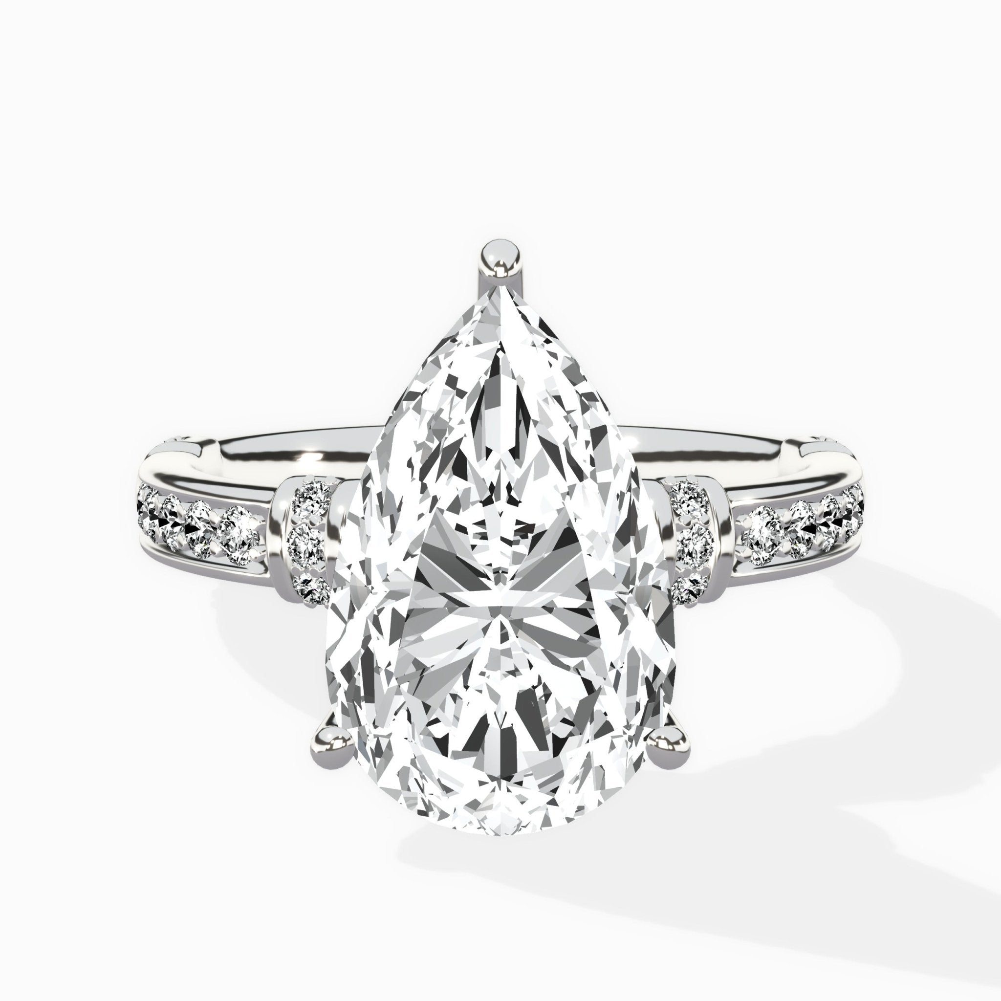 Detailed Band Hidden Halo Solitaire Ring Engagement Ring - The Better Diamonds