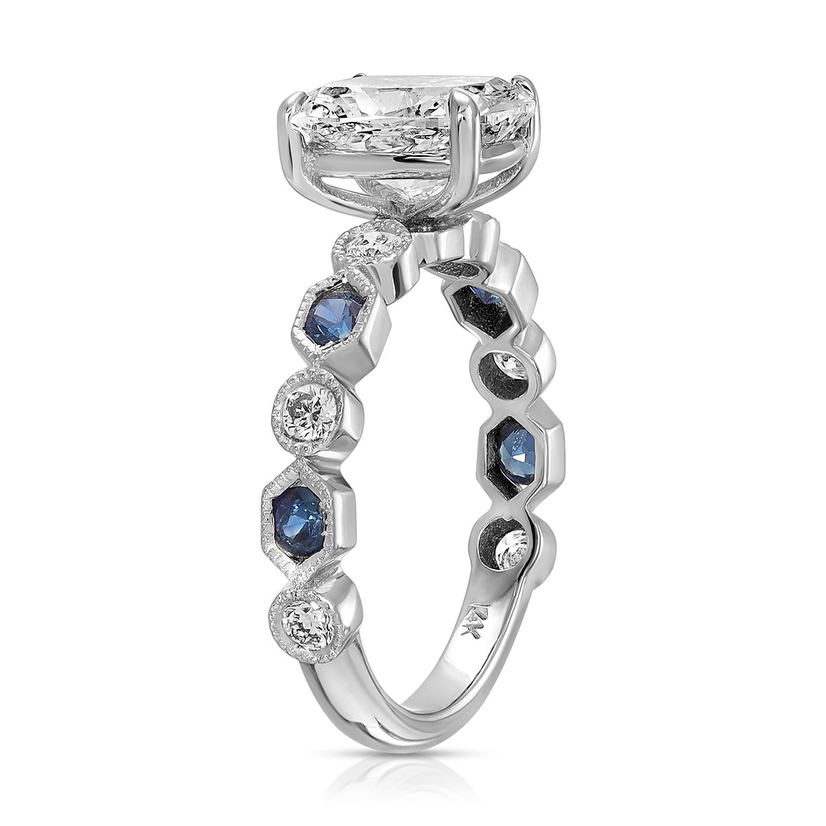 Devotion Vintage Style 2.03 ct Long Cushion Engagement Ring in White Gold - The Better Diamonds
