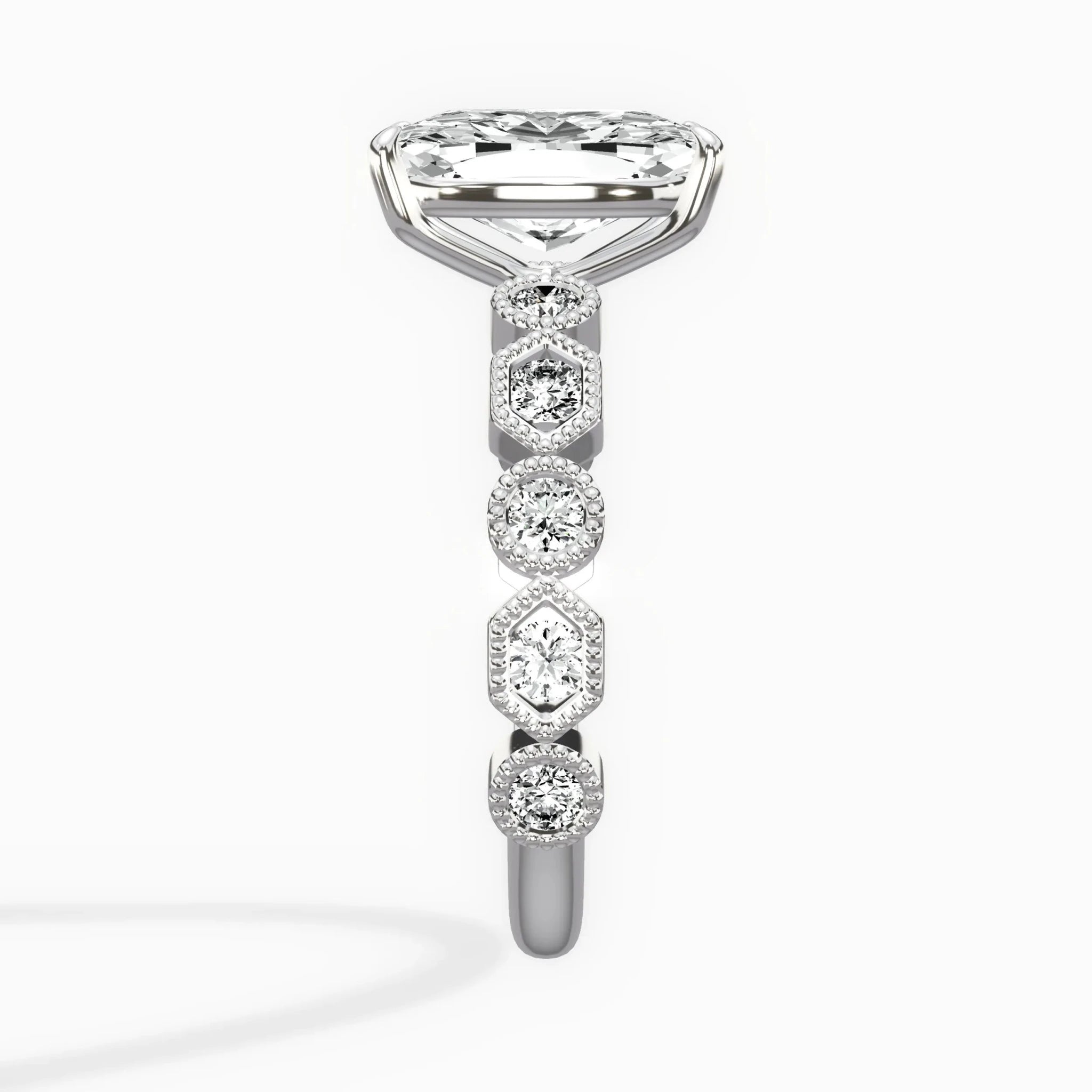 Devotion Vintage Style 2.03 ct Long Cushion Engagement Ring in White Gold - The Better Diamonds
