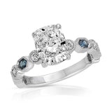 Devotion Vintage Style 2.03 ct Long Cushion Engagement Ring in White Gold - The Better Diamonds