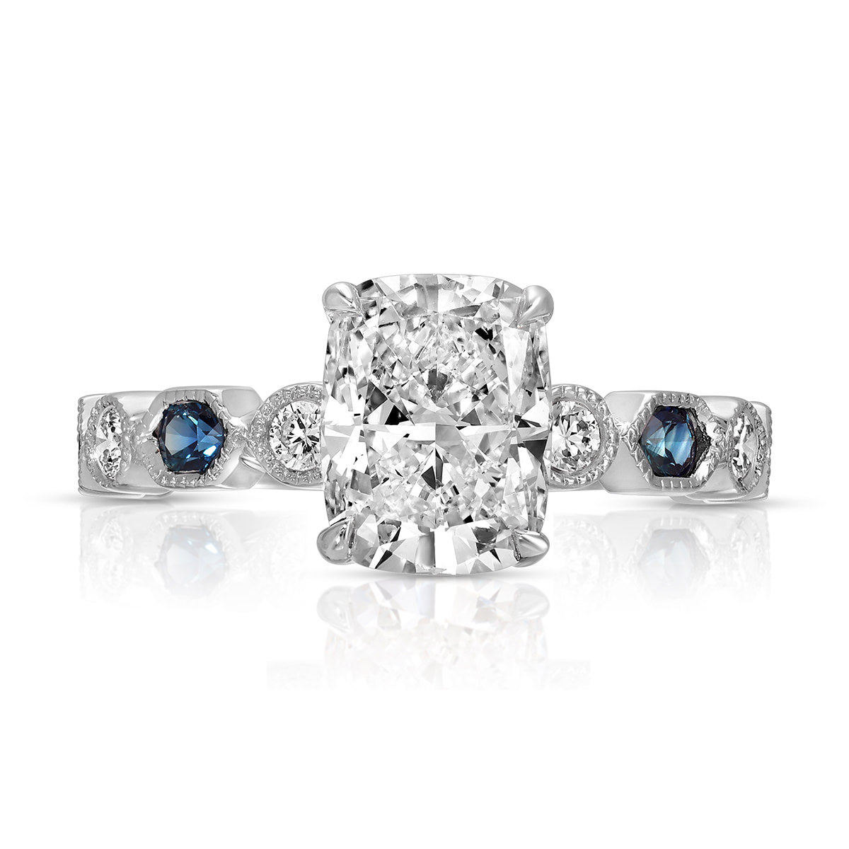 Devotion Vintage Style 2.03 ct Long Cushion Engagement Ring in White Gold - The Better Diamonds