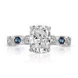Devotion Vintage Style 2.03 ct Long Cushion Engagement Ring in White Gold - The Better Diamonds