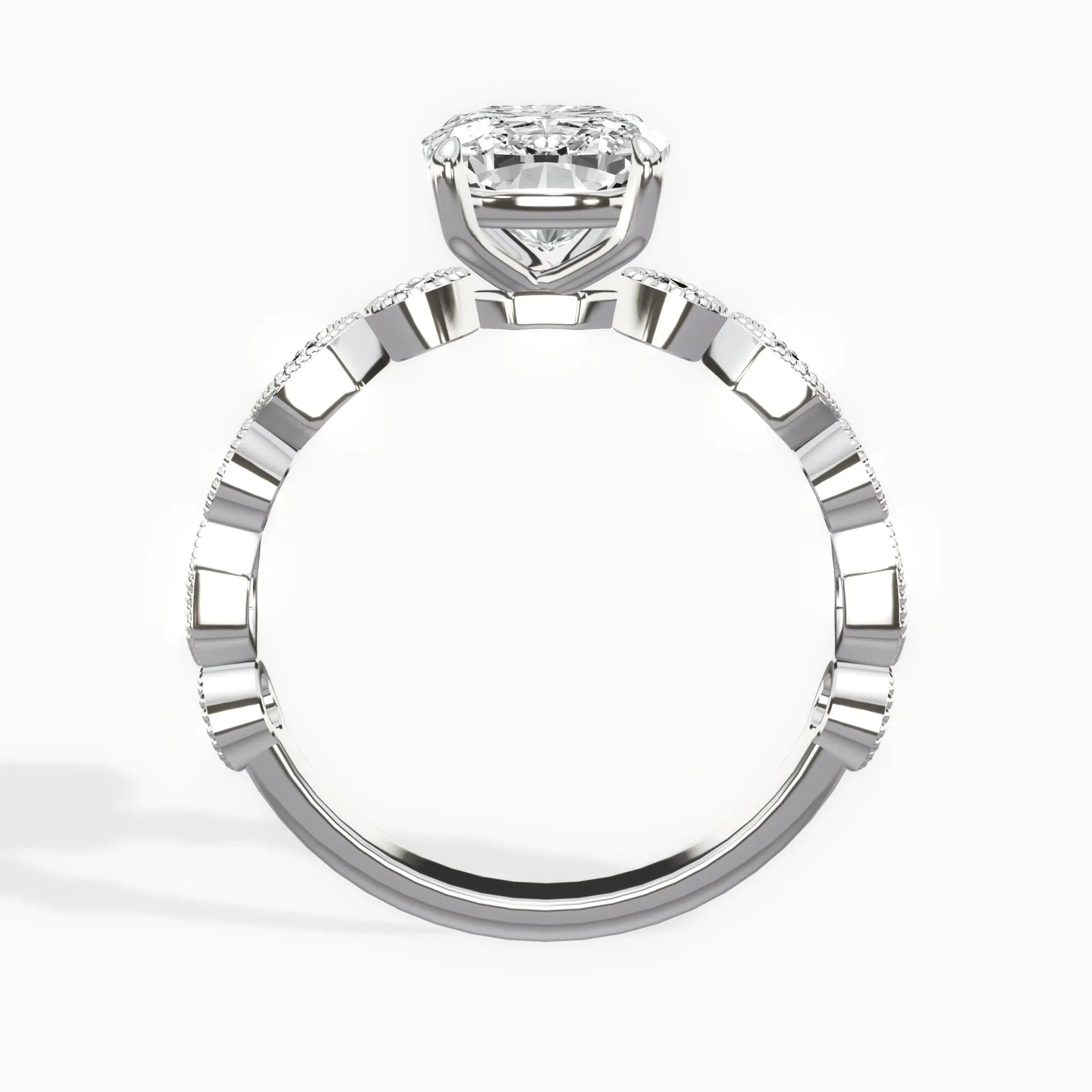Devotion Vintage Style 2.03 ct Long Cushion Engagement Ring in White Gold - The Better Diamonds