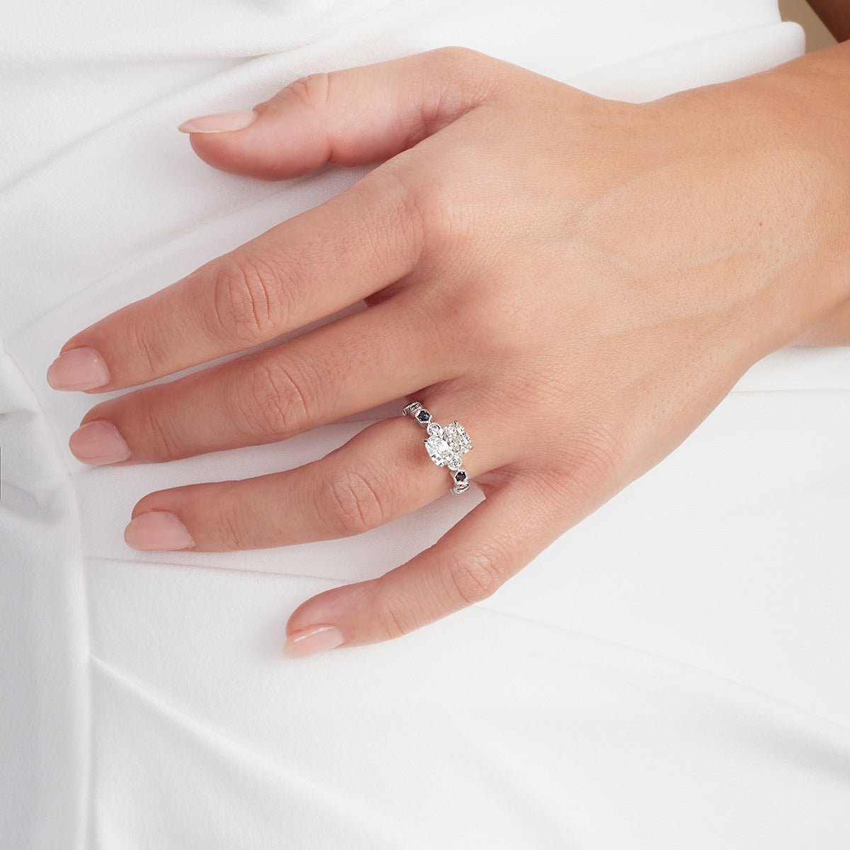 Devotion Vintage Style 2.03 ct Long Cushion Engagement Ring in White Gold - The Better Diamonds