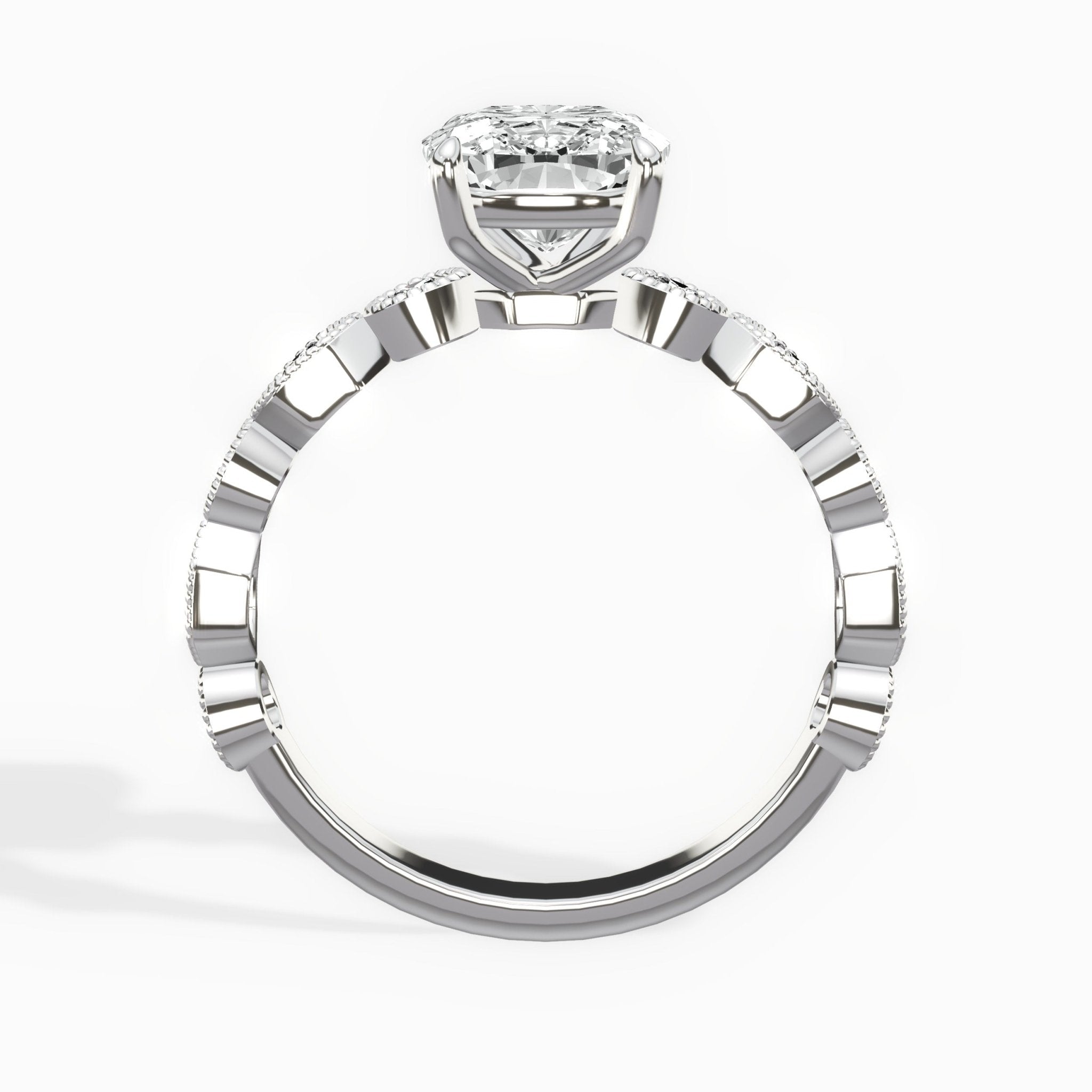 Devotion Vintage Style 2.03 ct Long Cushion Engagement Ring in White Gold - The Better Diamonds