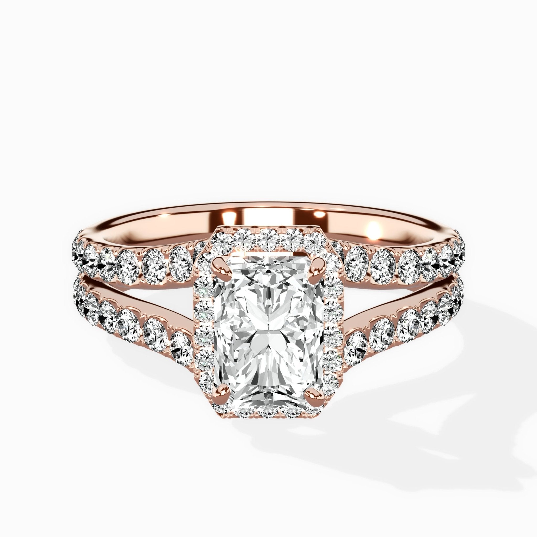 Double Band Halo Engagement Ring - The Better Diamonds