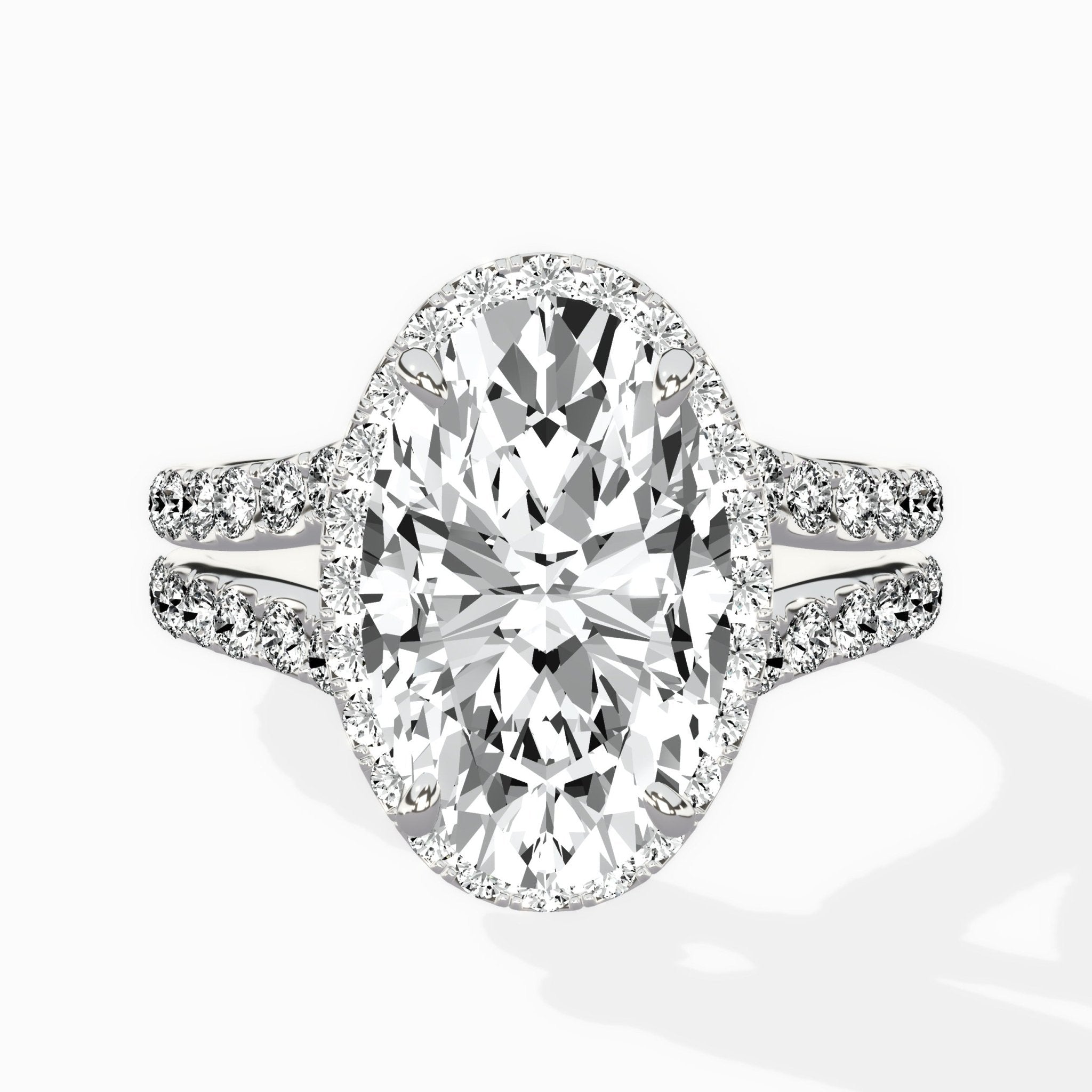 Double Band Halo Engagement Ring - The Better Diamonds
