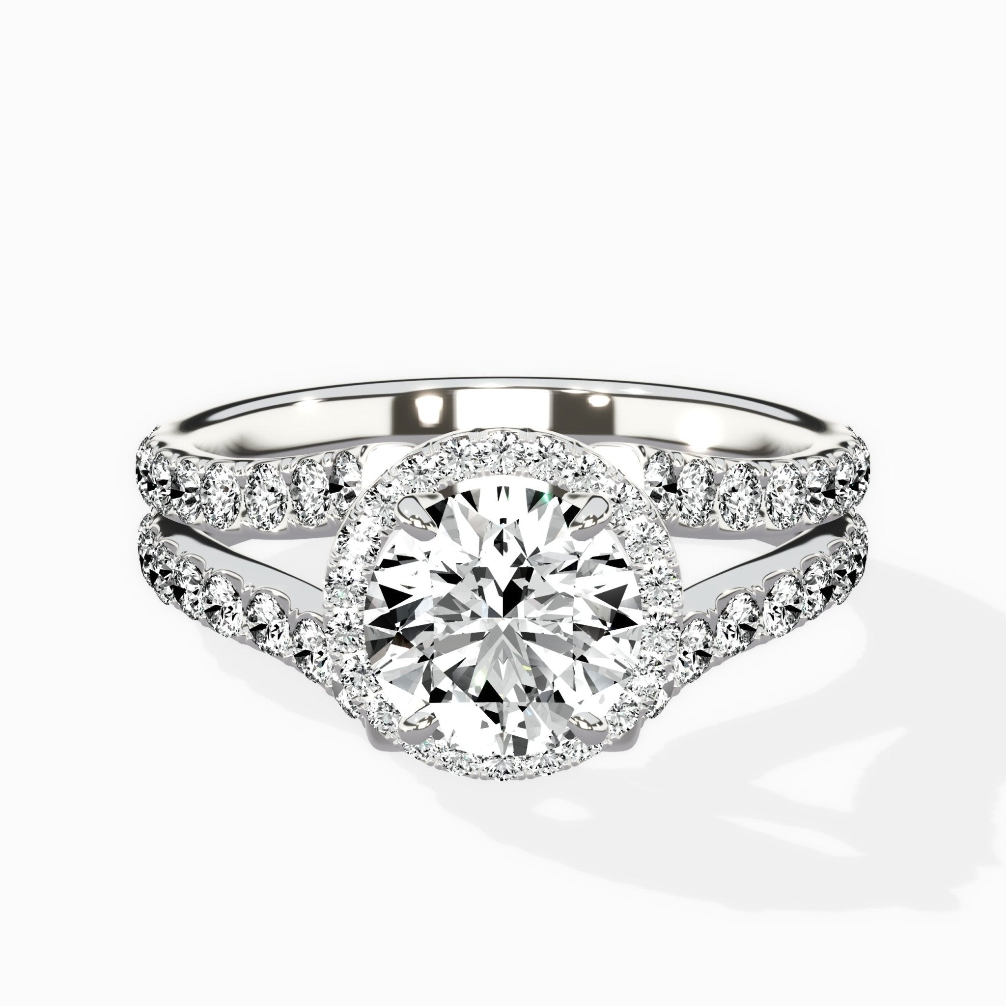 Double Band Halo Engagement Ring - The Better Diamonds