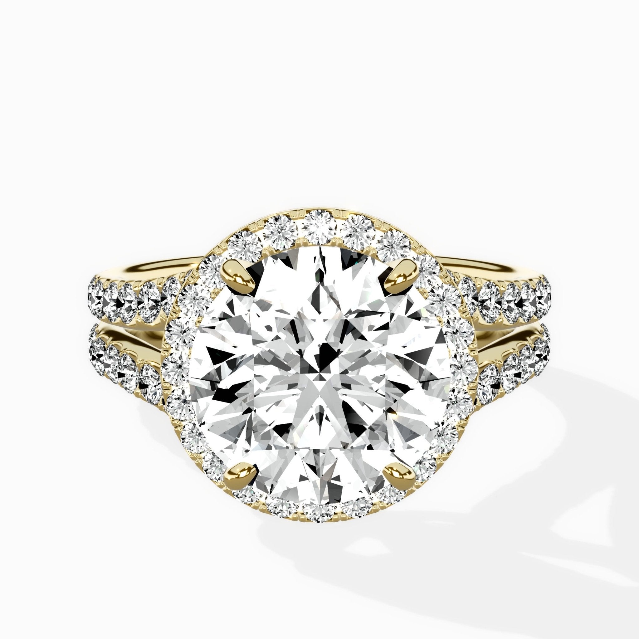 Double Band Halo Engagement Ring - The Better Diamonds