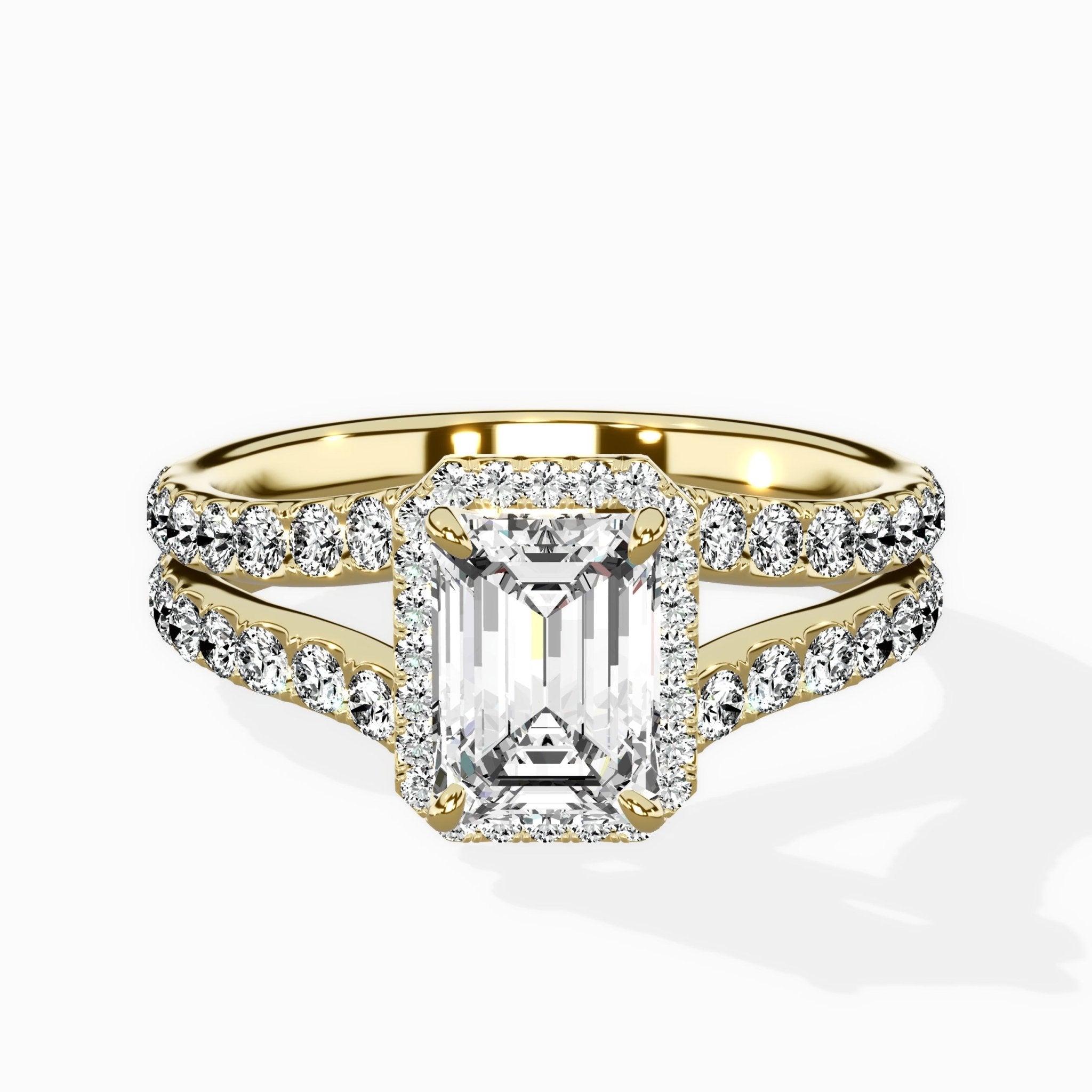 Double Band Halo Engagement Ring - The Better Diamonds
