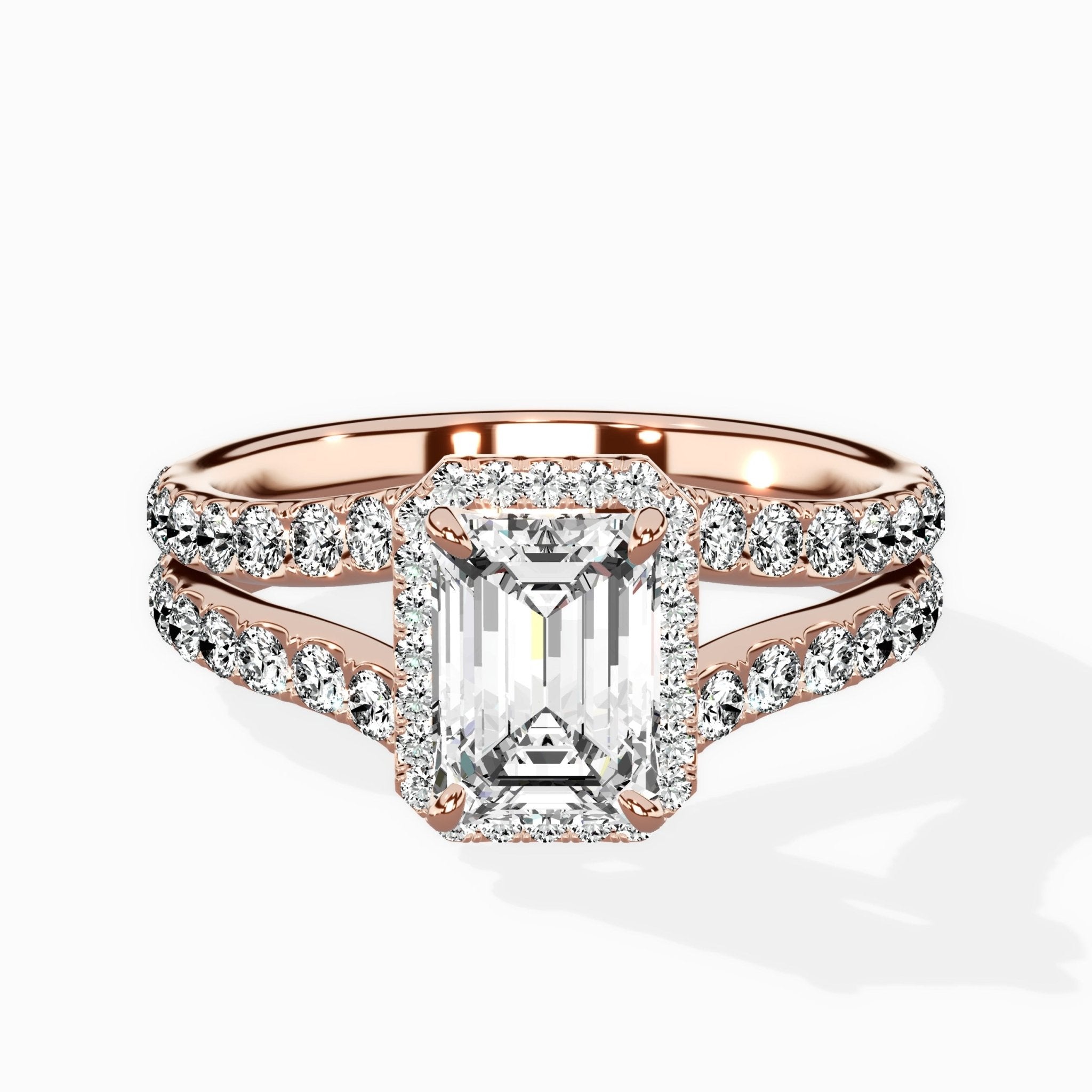 Double Band Halo Engagement Ring - The Better Diamonds