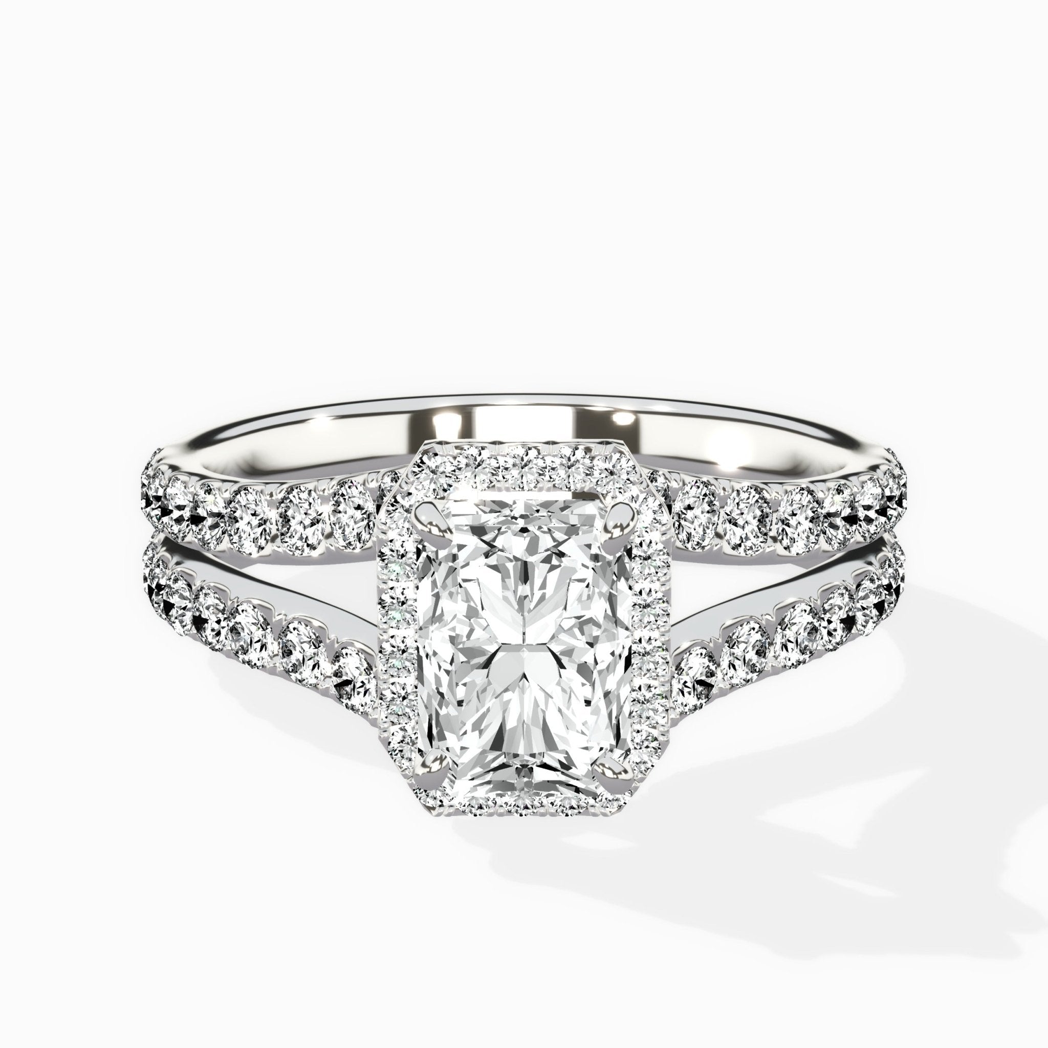 Double Band Halo Engagement Ring - The Better Diamonds