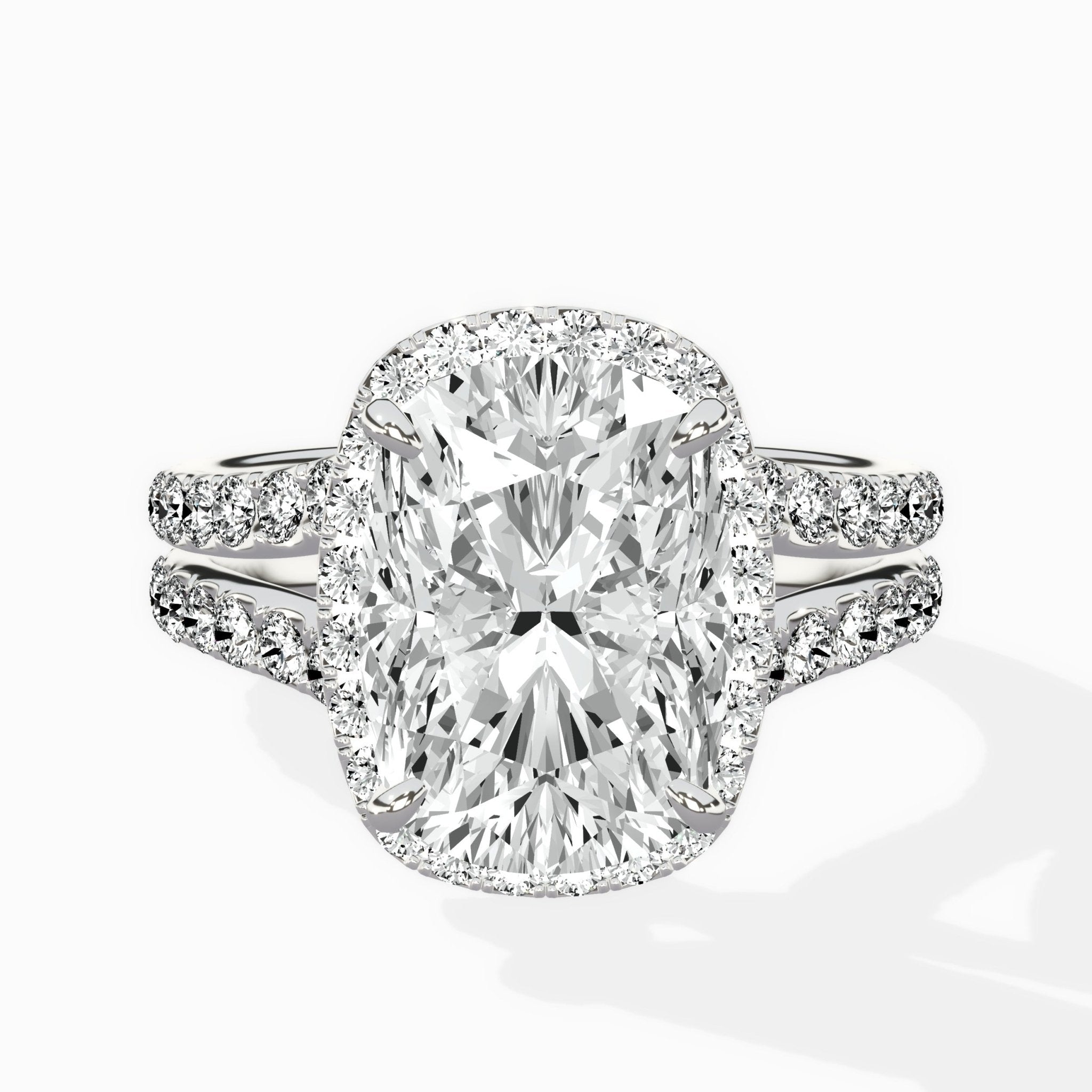 Double Band Halo Engagement Ring - The Better Diamonds