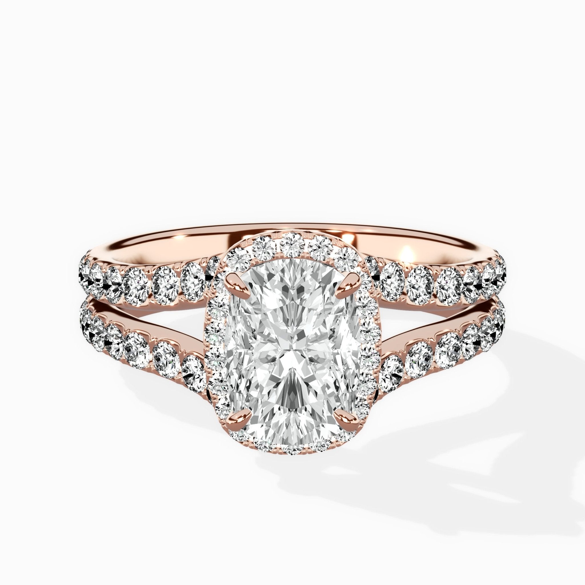 Double Band Halo Engagement Ring - The Better Diamonds