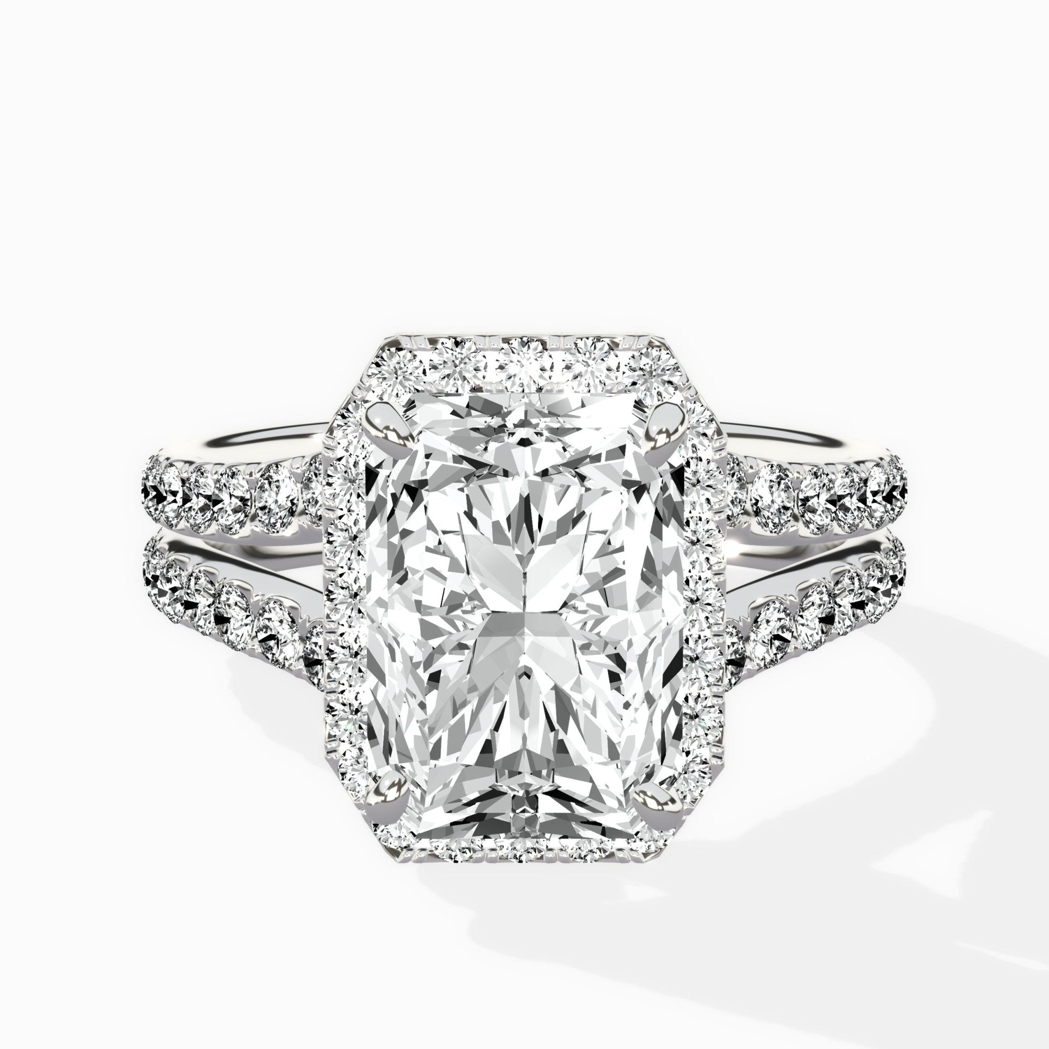 Double Band Halo Engagement Ring - The Better Diamonds
