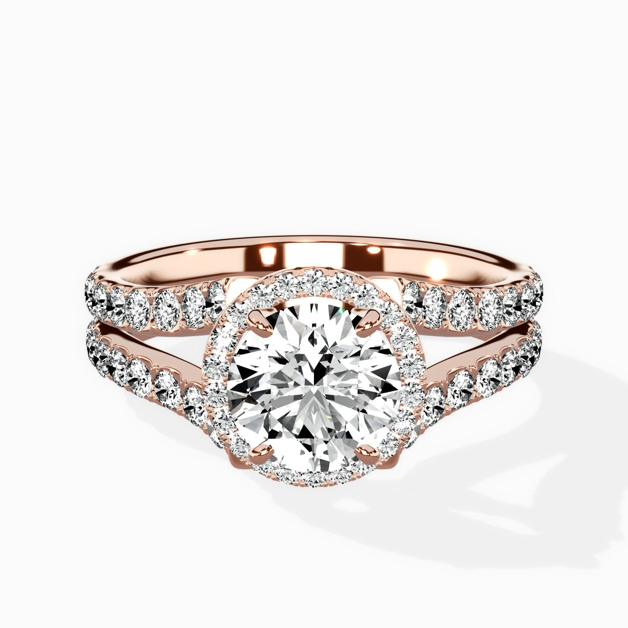 Double Band Halo Engagement Ring - The Better Diamonds