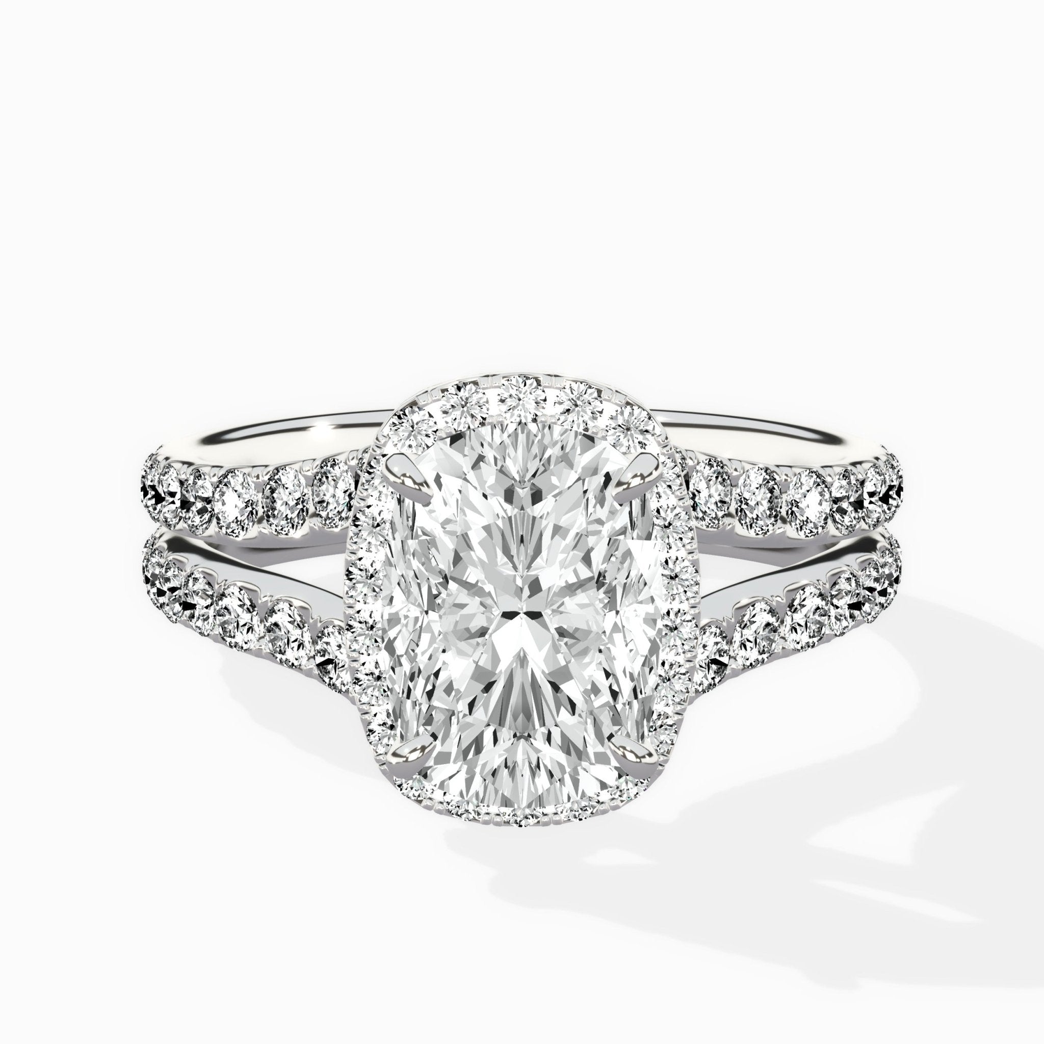 Double Band Halo Engagement Ring - The Better Diamonds