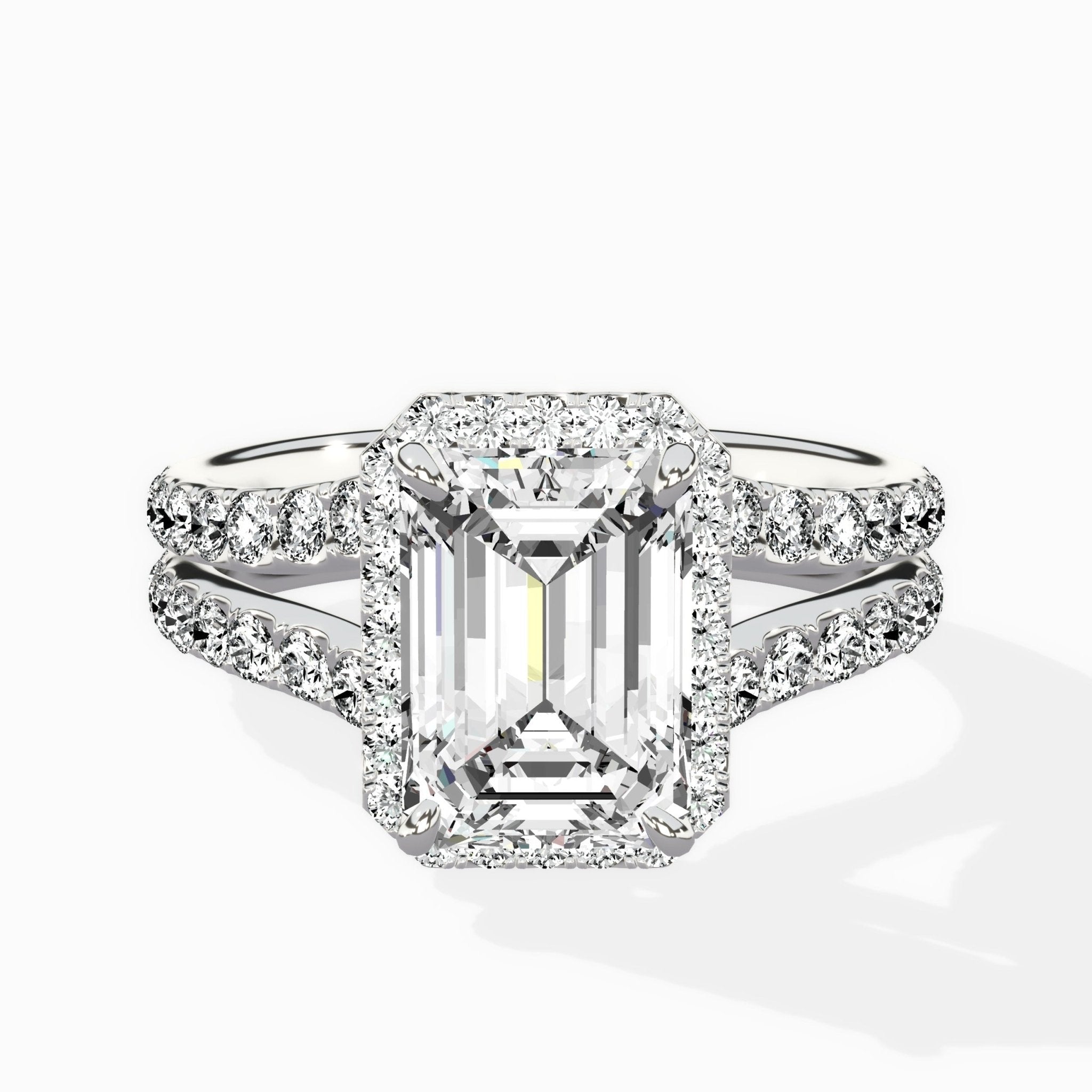 Double Band Halo Engagement Ring - The Better Diamonds