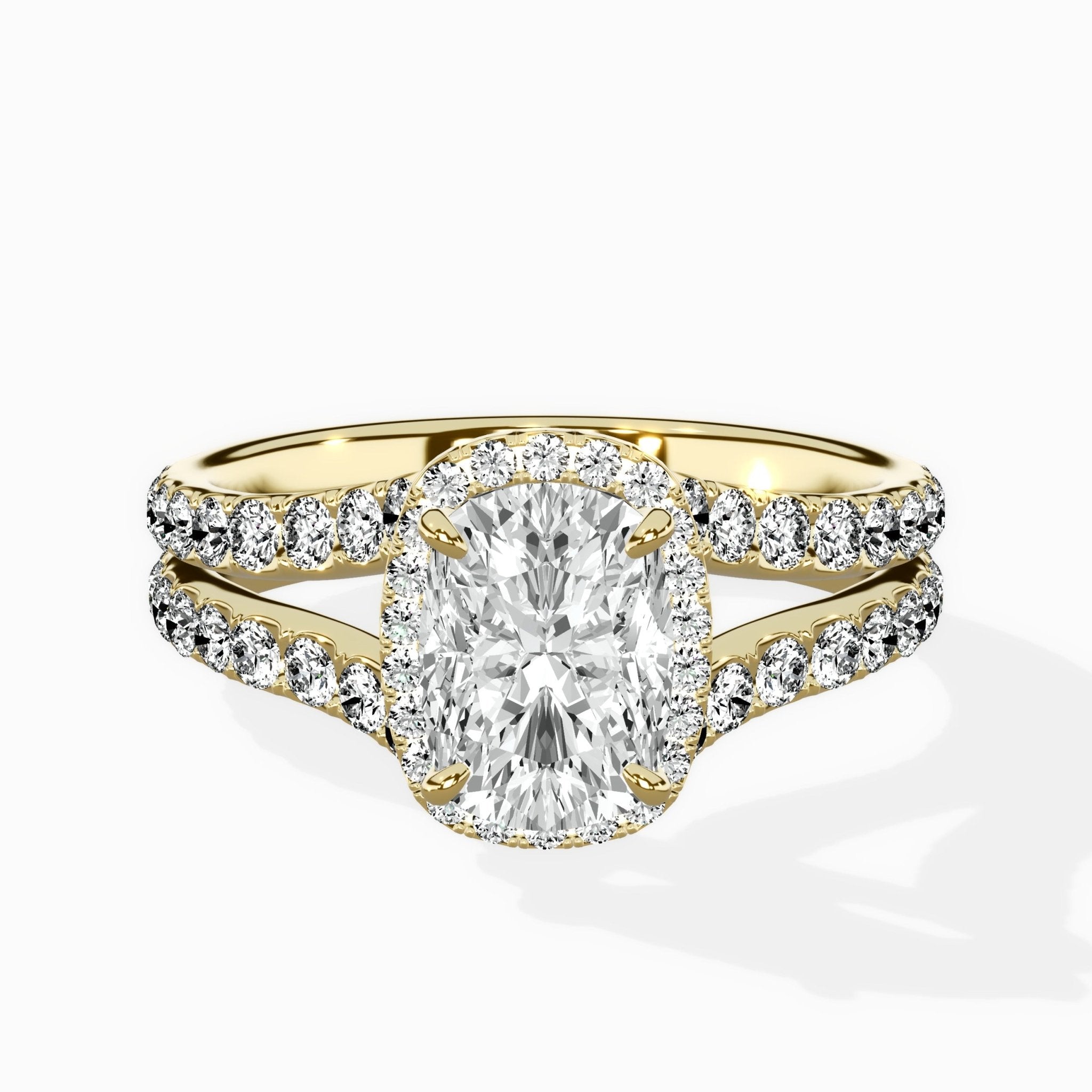 Double Band Halo Engagement Ring - The Better Diamonds